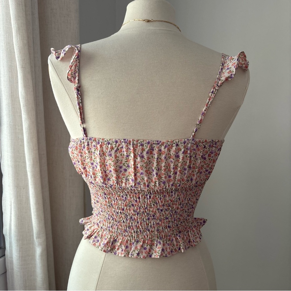 Floral Smocked Crop Top -Size M - Picture 4 of 5